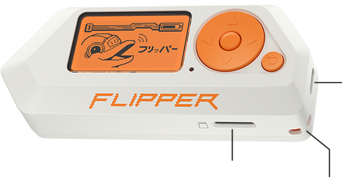 Flipper Zero hacking device with versatile capabilities displayed on a desk.